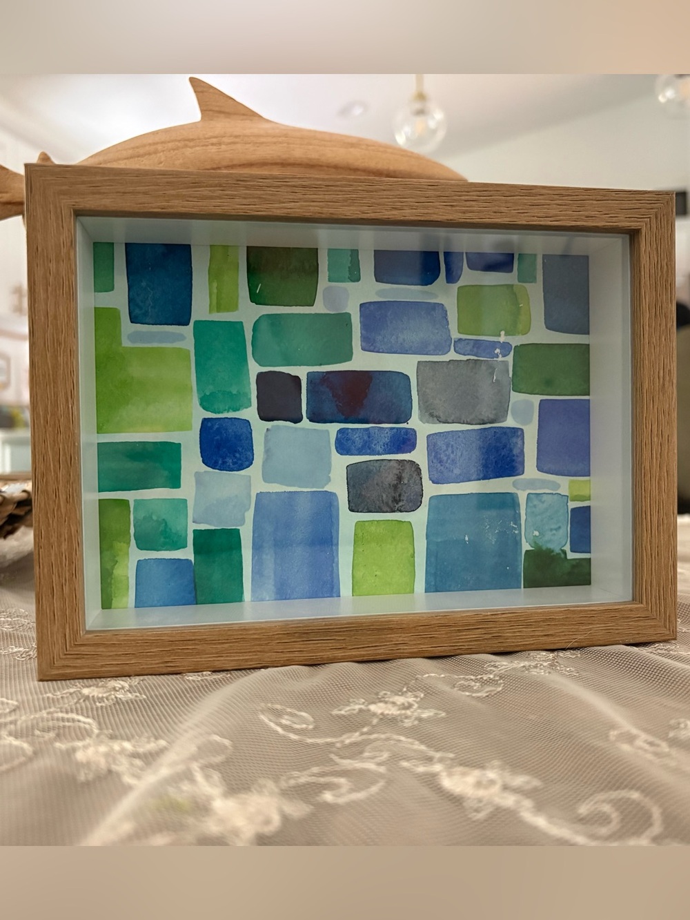 Abstract Watercolor original  - Greens & Blues